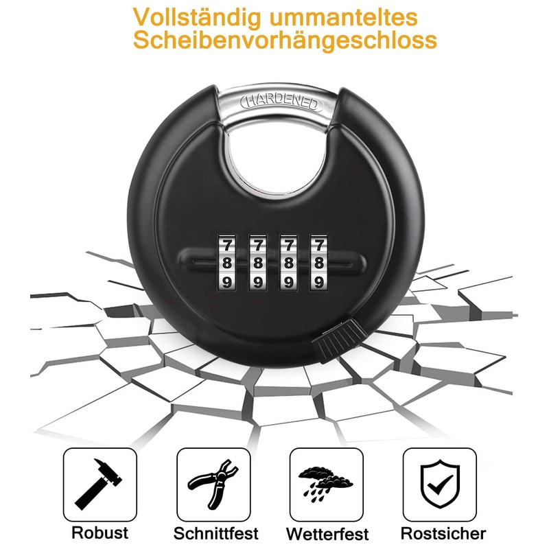 DAYGOS Heavy Duty Combination Padlock - Outdoor Stainless Steel Disc