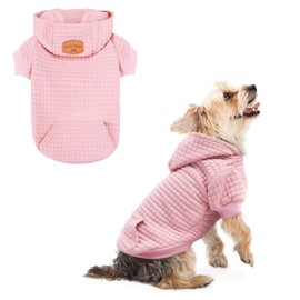BEAUTYZOO Small Dog Hoodie Sweater with Pockets, Dog Clothes for Small Medium Dogs Boy Girl, Waffle-like Laminated Cotton Pet Coats with Hat and Leash Hole, All Weather Coat for Puppy Doggie Chihuahua