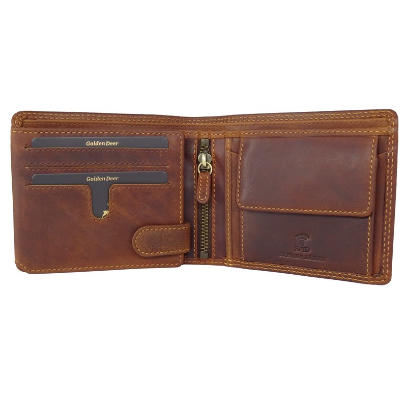 Fregery® Leather Wallet Chain Gift Box Men with RFID Protection