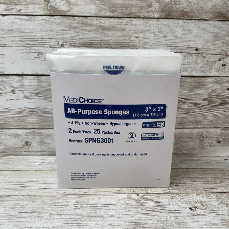 MediChoice 2 Boxes All-Purpose Sponges, 100 PC, Non-Woven 4-Ply, MediChoice