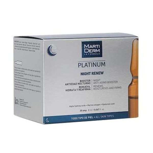 Martiderm Night Renew Platinum | 30amp | Night Anti Aging Booster | Regenerates and Moisturizes Skin