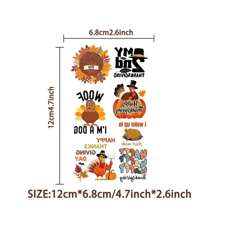 20sheet(120+patterns) Thanksgiving Fall Tattoos for Kids - Give Thanks Decorations,