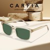 CARFIA Curved Clear Acetate Frame Polarized Sunglasses for Men UV