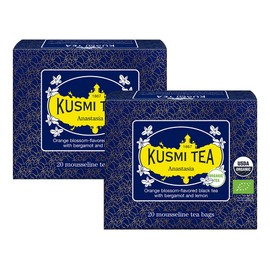 Kusmi Tea - Pack of 2 Boxes of Tea Bags - Anastasia - Organic Black Tea with Bergamot & Lemon - Flavored with Orange Blossom - Caffeinated Tea - Inspired by the Iconic Earl Grey Tea - 2x20 Tea Bags