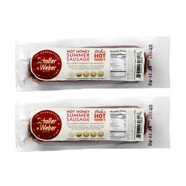 Schaller & Weber Mikes Hot Honey Summer Sausage, Gluten Free, Ready to Eat, 100% Natural Meat Snacks, 6 Ounce (Pack of 2)