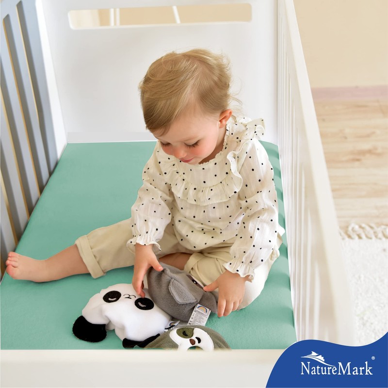 NatureMark Set of 2 Children's Jersey Fitted Sheets, 100% Cotton,