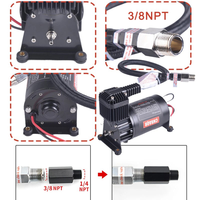150PSI 3/8NPT Heavy Duty Air Train Horn/Air Ride Suspension Compressor