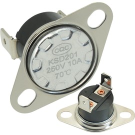 2-Pack KSD201 70-0℃ Universal Thermostat Thermal Fuse Limit Switch Compatible with GE Appliances Water Heater Microwave Ovens Furnace and Other Normally Closed Temperature Control