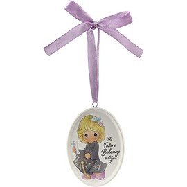 Precious Moments Girl Graduation Ornament | The Future Belongs to You Bisque Porcelain Ornament | Kindergarten Graduation | Graduation Gift