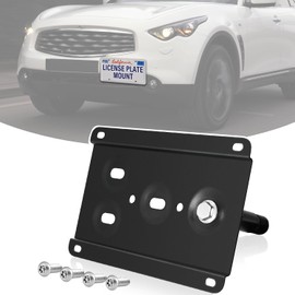 License Plate Holder Bracket No Drill Tow Hook Mount Anti-Theft Frame Compatible with Nissan Pre-LCI 370Z or All 370Z, Juke, Rogue (X-Trail), Infiniti FX35 FX37 FX50 QX70, JX35 QX60, Q60, G37 Q60