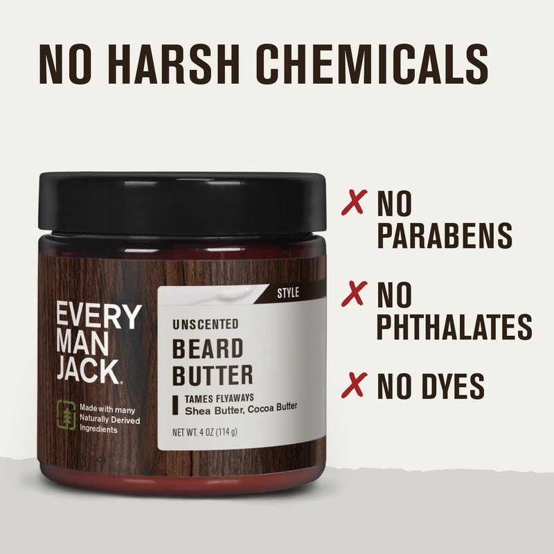 Every Man Jack Unscented Beard Butter - Fragrance Free for