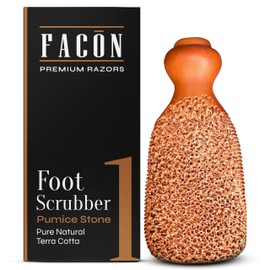 Facón Pumice Stone for Feet Callus Remover - Terra-Cotta Foot Scrubber with 2 Sides, 100% Pure Natural Foot Pumice Stone, Pedicure Pumice Stone Scrubber, Foot Exfoliator, Removes Calluses & Dead Skin