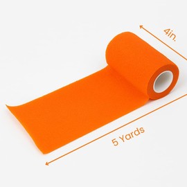 4" Cohesive Flexible Bandage Wrap – Pack of 4 | Self-Adherent Vet Tape for Animal Wound Care, Wrapping, and Support – Non-Slip, Breathable, Flexible Bandage for Pets and Livestock (Florescent Orange)