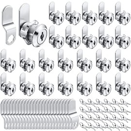Set 24 Cerraduras de Leva para Gabinete con Llaves Iguales Longitud de Cilindro de 5/8 Pulgadas, Adapta a un Grosor Máximo de Panel de 0.4 Pulgadas para Cajón Seguro Buzón, Aleación de Zinc