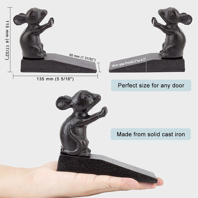 Earl Diamond Heavy Duty Cast Iron Cute Mouse Door Stops