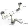 UZMAN Double Siphon, with Flexible Hose, Double Connection, Sink, Kitchen