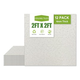 2ft x 2ft Printed Pro Ceiling Tile，Drop Ceiling Tiles 24 x 24in. Waterproof, Washable and Fire-Rated - Reusable - High-Grade PVC to Prevent Breakage-Package of 12 Tiles