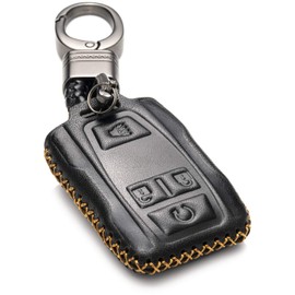 Vitodeco Genuine Leather Key Fob Case Cover Compatible for 2019-2021 GMC Sierra, Canyon, Chevy Silverado 1500, Tahoe, Colorado, Suburban (4-Button, Black)