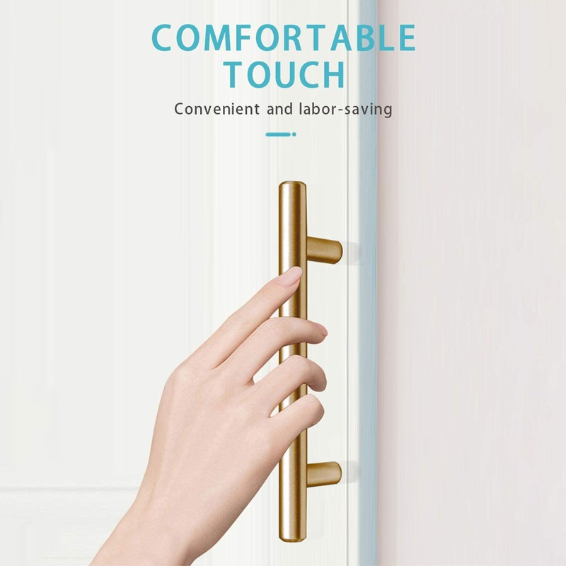 SPDYCESS Pack of 10 T Bar Handles, Brushed Cabinet Door
