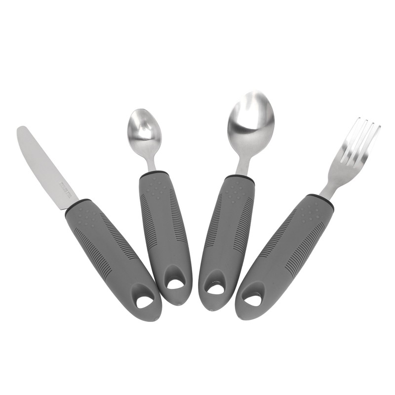4Pcs Adaptive Utensils Weighted Non Slip Rubber Handle for Hand