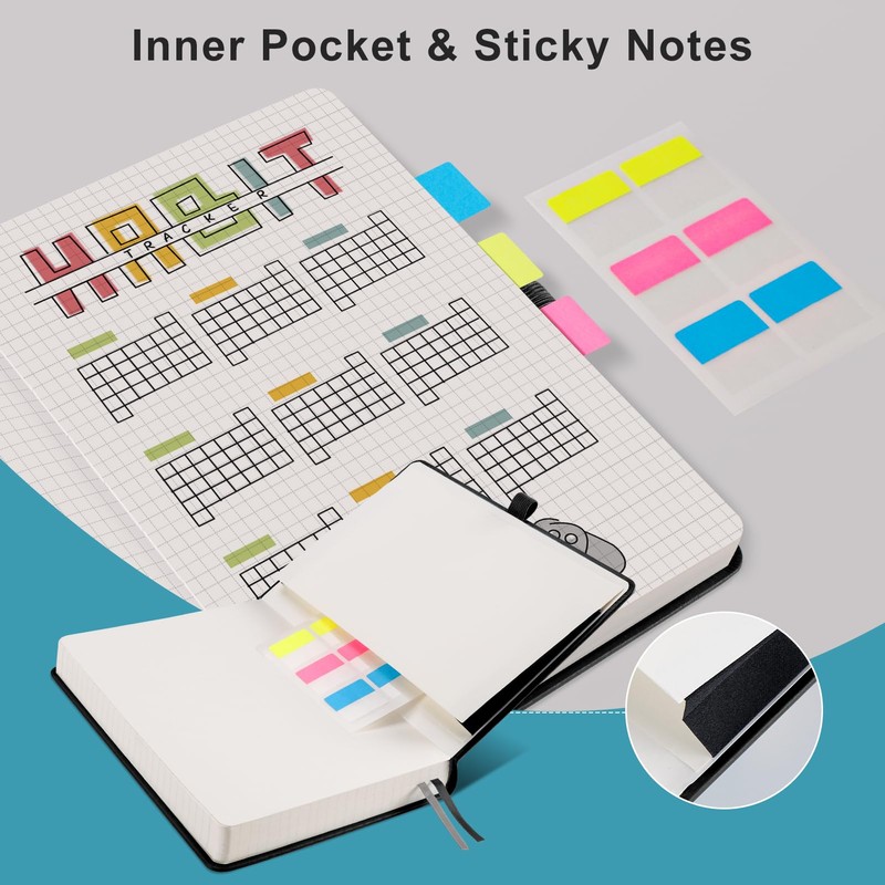 EMSHOI Graph Paper Notebook A5-320 Pages, Hardcover Leather, 100gsm Thick