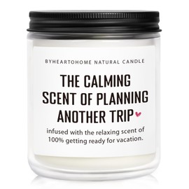 BYHEARTOHOME Travel Gifts for Women, Gifts for Travelers, Best Present for People Who Travel, Unique International Traveler Planner Vacation Retirement Present Candle for Women, Her, Couple, Friend