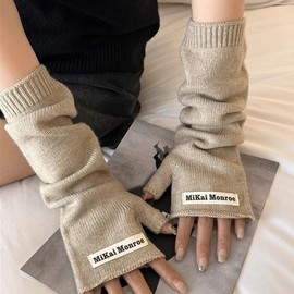 Autumn Winter New Solid Women's Relaxed Style Knitted Warm Fingerless Arm & Wrist Warmers Knit Grey55 10ea