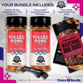 Pit Boss Pulled Pork Premium BBQ Barbecue Mixed Seasoning Spice & Rub 2 pk Choice Bundle (13.4 oz) + Guide & Keychain Bottle Opener (4 Items)!