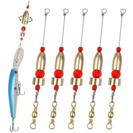 Carolina Ready Rig for Bass Fishing Saltwater, 5pcs CRR Pre Rigged Carolina Rigs Brass Fishing Weights Bullet Sinkers (3/4oz, Gold)