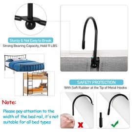 Loghot Bedside Caddy/Bedside Storage Bag Hanging Organizer for Bunk and Hospital Beds,Dorm Rooms Bed Rails,Can be Placed Glasses,Books,Mobile Phones,Keys (2pc Grey)