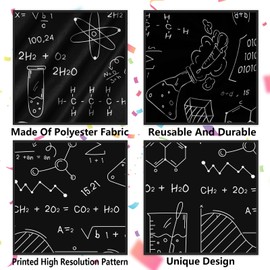 Junliang Chemistry EquationTable Skirt Laboratory Periodic Table of Elements Table Cover Decorations for Science Theme Birthday Party Baby Shower Decor Dinner Banquet Supplies Favors