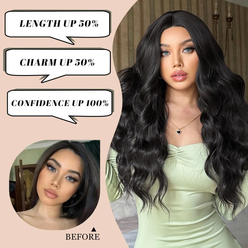Peluca Larga Pelo Natural Ondulado Moda Para Mujer