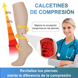 2 Pares Calcetines de Compresión para Mujeres y Hombres, Medias de Compresion Deportivos 15-20mmH, Calcetas de Compresion Largos ideal para Varices, Ejercicio, Viajar, Embarazo, Yoga y Fitness