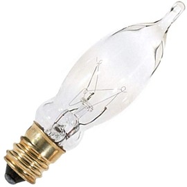 Satco S3241 120V Turn Tip Candelabra Base 7.5-Watt CA5 Incandescent Lamp, Clear