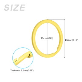 METALLIXITY Split Keychain Rings (30mm/1.2inch) 8 Pcs, Round Flat Key Holder for Keys - for Keys Organization, Decoration, Yellow