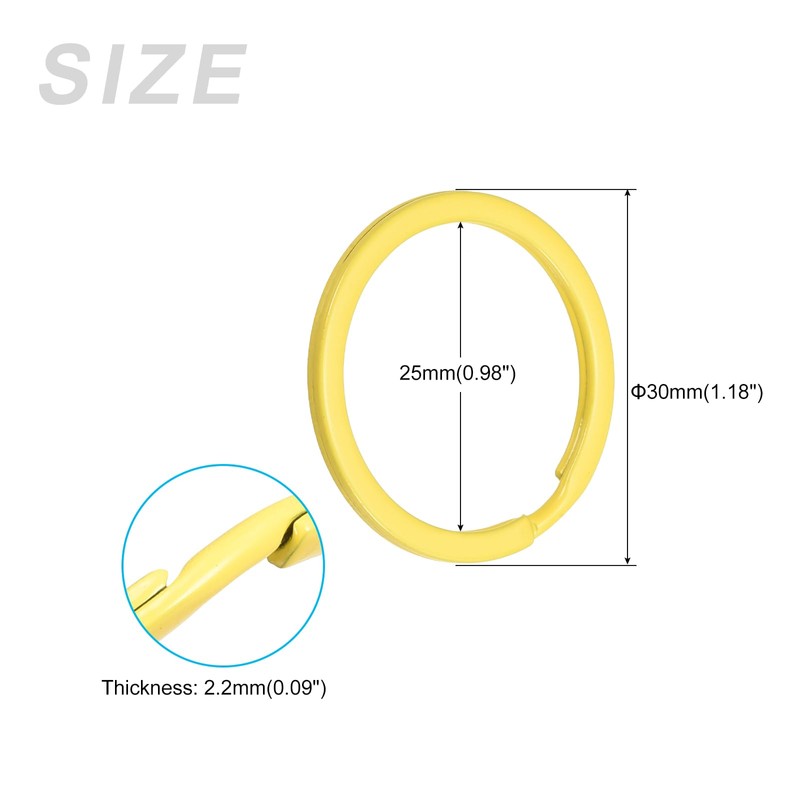 METALLIXITY Split Keychain Rings (30mm/1.2inch) 8 Pcs, Round Flat Key