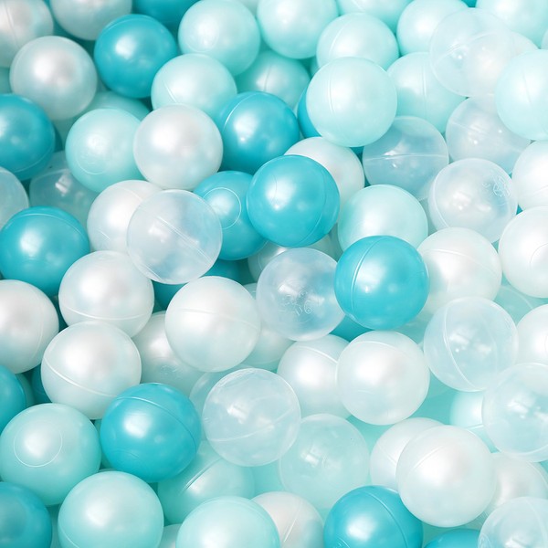 EOSAU Ball Pit Balls 100 PCS Toddlers Play Ball Ocean Balls Baby Dog Toys 2.16-inch Mixed Color Pool Pit Balls Outdoor Toys Accessories(Pearl Green, Light Green, White, Clear)