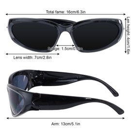 Nydotd 3 Pairs Y2K Sunglasses for Women Men Trendy Wrap Around Sunglasses Fashion Sport Shades Sun Glasses (Black,Grey)