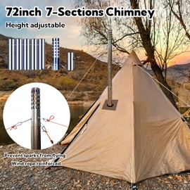 Huskfirm Wood Burning Stove,Tent Stove for Heating,Folding Portable Wood Stove for Tent,Cooking,Courtyard,Camping Stove include Chimney Pipes and Spark Arrestor, Black-LOGO