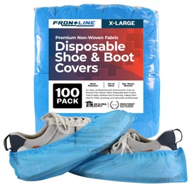 Frontline Disposable Shoe Covers – Non-Woven, Durable, Booties Shoe Protectors – Water Resistant - One Size Fits Most, Indoor Use – for Real Estate, Technicians, Home (1000)