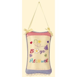 C&F Home No Boys Allowed Embroidered Doorknob Pillow 5" x 8" Cream