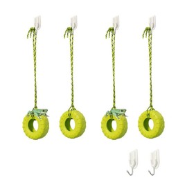 TUICARE 4 PCS Tree Frog Toy Tire Swing Tree Frog Habitat Miniature Tire Swing with 6 Hook Frog Tank Accessories Terrarium Decor Frog Climbing Swing Reptile Amphibian Crustacean Climbing Toy, green
