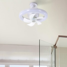 SVRCK Enhances Air Circulation with 360° Mini Ceiling Fan and Light, Remote Control, 3 Speeds and Color Settings, White