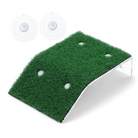 CAPASTEC Small Turtle Basking Platform Simulation Grass, Turtle Resting Basking Dock Decoration, Natural Reptile Ramp for Turtle Habitat, Green