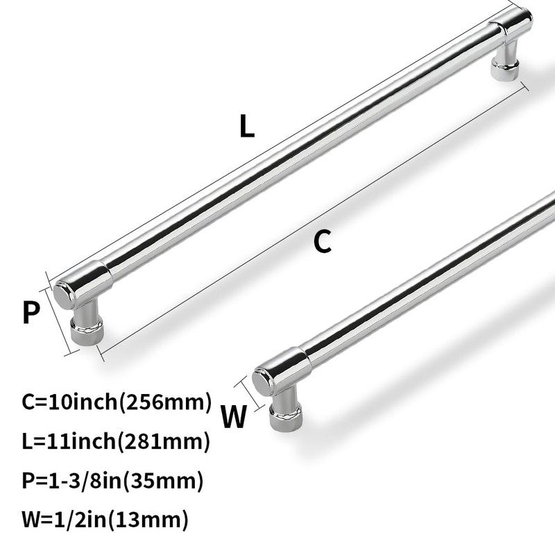 ZAUYX Solid Heavy Duty Jasper Pulls 6 Pack Polished Chrome