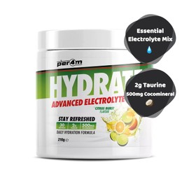 per4m Per4m Hydrate Electrolyte Mix Powder | 500mg Cocomineral | Replenish Essential Electrolytes | Aiding Muscle Function, Cardiovascular Health, Neurological Support (Citrus Burst, 210g)
