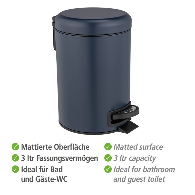 WENKO Leman Cosmetic Pedal Bin 3 L Dark Blue