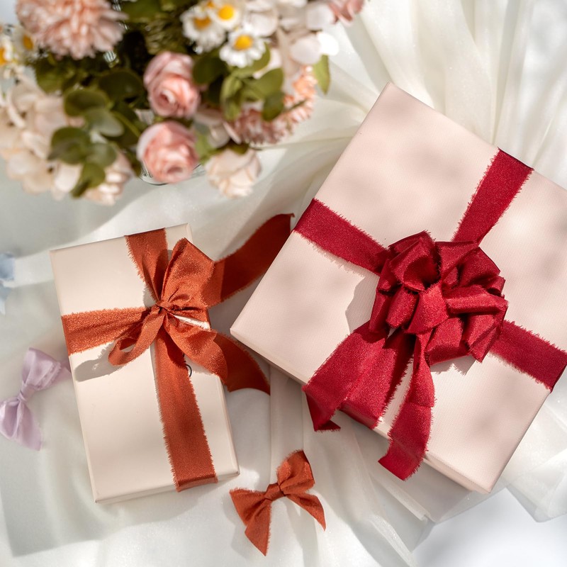 MORSUNBELA Chiffon Ribbon 2.5 cm x 6.4 m Gift Ribbon