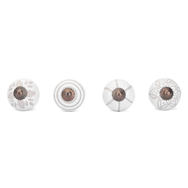 Ajuny 12 White Ceramic Cabinet Knobs Handmade Drawer Pull Handles