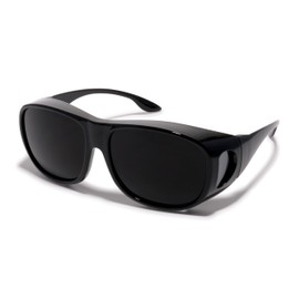 ShadyVEU Oversized UV400 Fit-Over Frames Super Dark Blackout Mens Womens Sunglasses (Fit-Over Glossy Black)